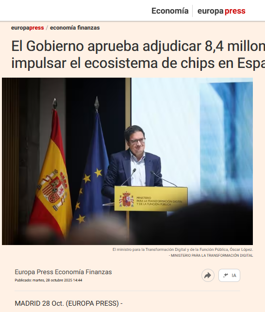 El Gobierno aprueba 8,4 millones para impulsar el ecosistema de chips en España