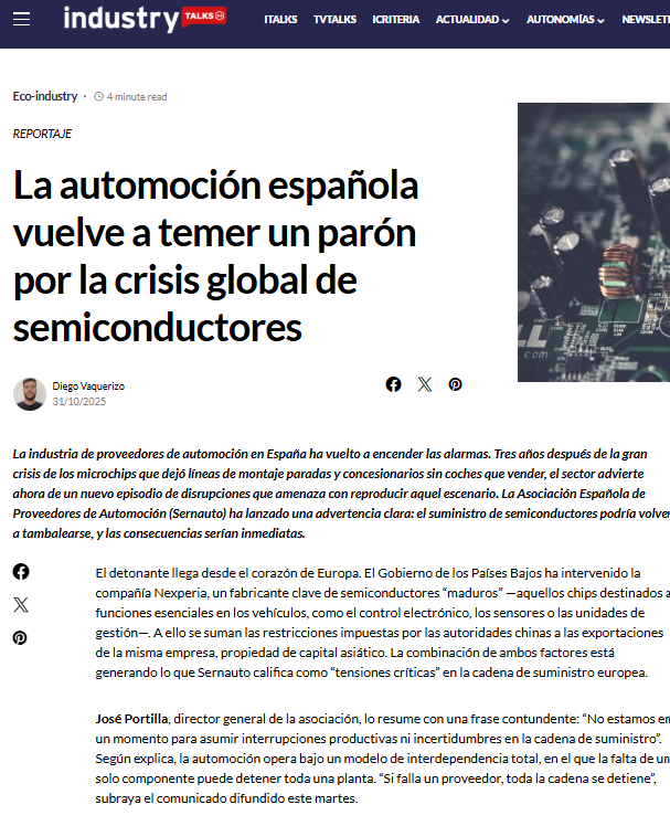La automoción española vuelve a temer un parón por la crisis global de semiconductores
